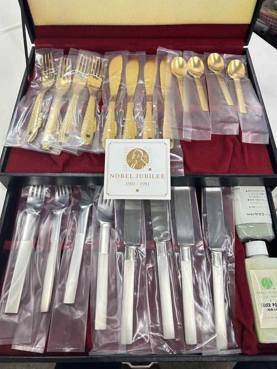 M-5856 [ including in a package un- possible ]980 jpy ~ unused goods NOBEL JUBILEE/no- bell jubi Lee no- bell design cutlery dinner set 20ps.@ boxed 