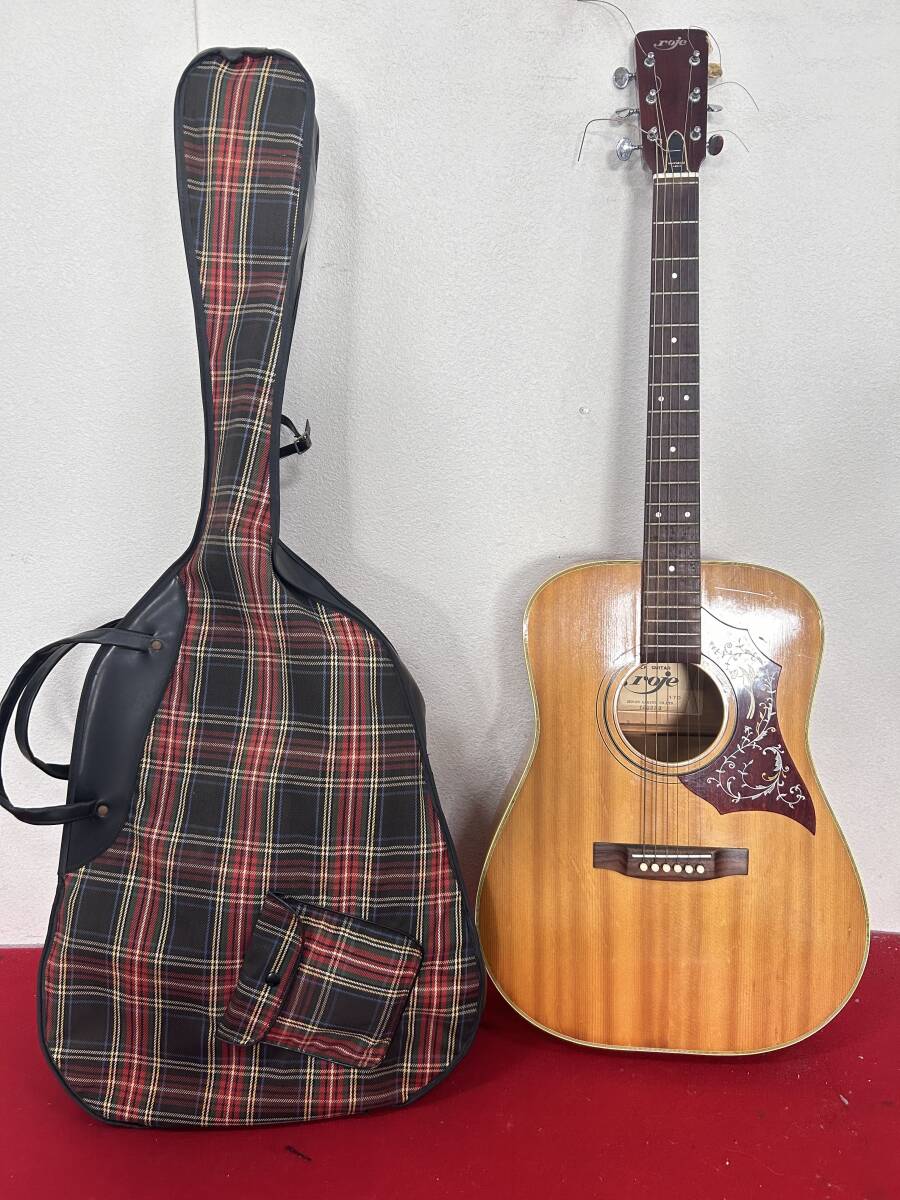 M-5904 【同梱不可】980円～ 現状品 ZEN-ON folk guitar roje 170 アコースティックギター ギター 弦楽器 楽器 ケース付き の画像1