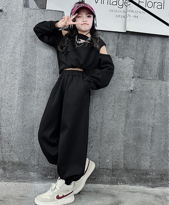 160cm 韓国風 子供服 上下２点セット 黒 キッズ 韓流スタイル かっこいい_画像6