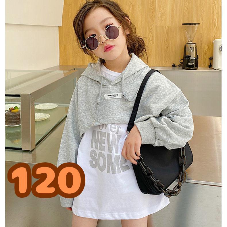 120cm 韓国風子供服 ２点セット♪ミニ丈スウェットTシャツ キッズ かわいい_画像1