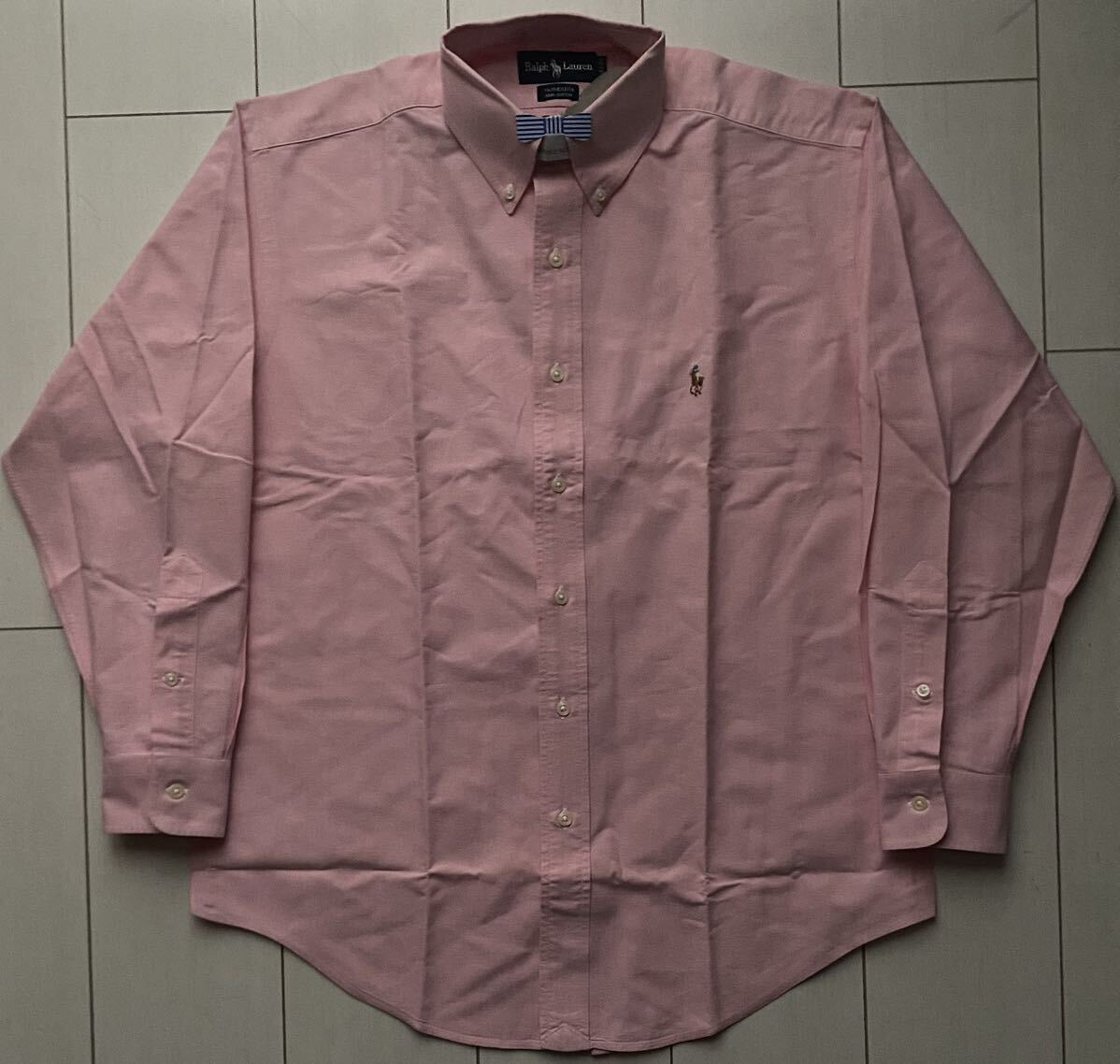 送料無料 美品 90sビンテージ Ralph Lauren ラルフローレン YARMOUTH カラー ポロ ポニー ロゴ 刺繍 BDシャツ POLO PINK ピンク RRL XL LL