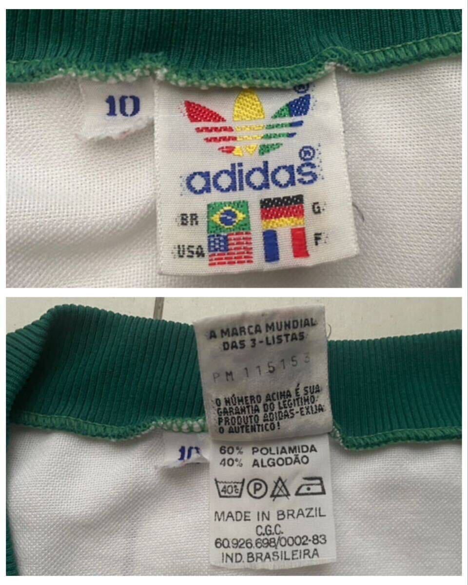 送料無料 希少 80s made brazil ブラジル製 vintage ビンテージ adidas アディダス PALMEIRAS パルメイラス ユニフォーム ゲームシャツ XXL_画像4
