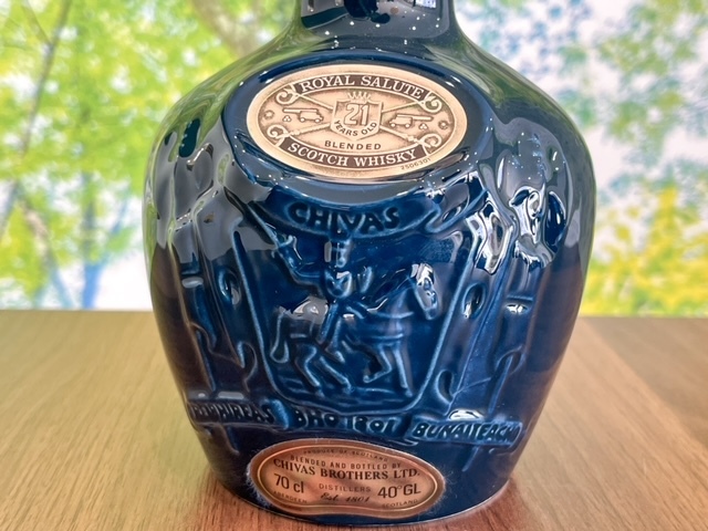 【17456】 ROYALSALUTE ロイヤルサルート 21年　青ボトル 700ml 40% 空き瓶 2点セット ウイスキー お酒 自宅保管品_画像8