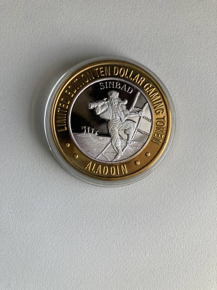 銀貨 純銀製 10ドル トークン メダル アメリカ ラスベガス アラジン コインカプセル保管品の画像1