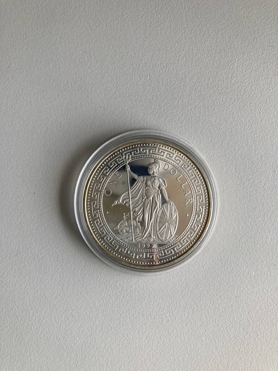 銀貨 メダル 1ドル ブリタニア インド独立50周年 1997年 コインカプセル保管品の画像1