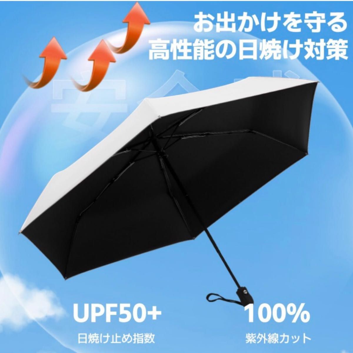 【2024新登場】 折りたたみ傘 日傘 超軽量 UVカット100% 紫外線遮断 遮光遮熱 UPF50+ 自動開閉  晴雨兼用 白色