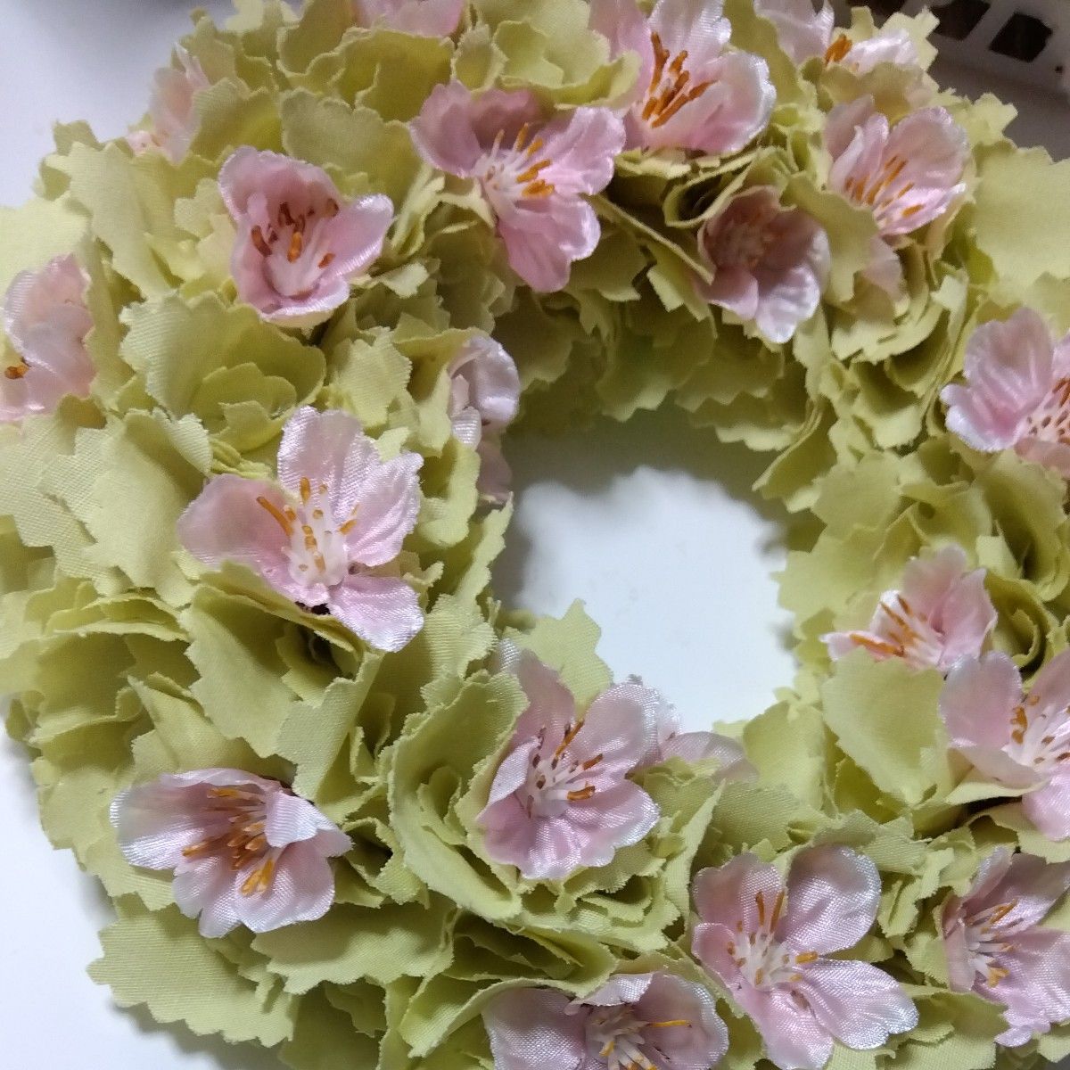 布リース　ファブリックリース　桜　春　ハンドメイド