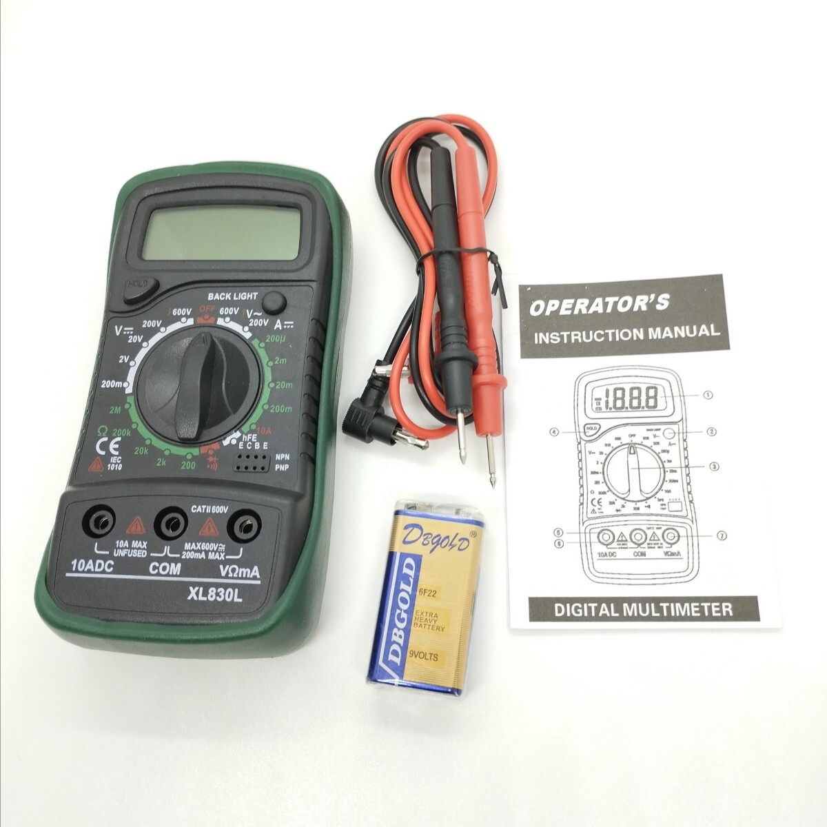 送料無料 デジタル マルチメーター XL830L 電流・電圧・抵抗テスター 電池付き E132_画像1