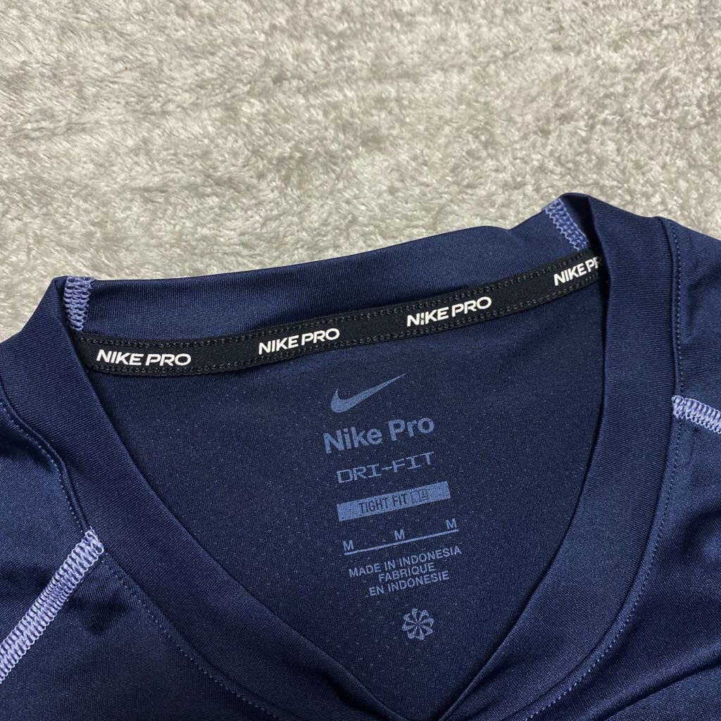 3C【着少】NIKE PRO ナイキ プロ 長袖Tシャツ インナー アンダーシャツ 紺 ネイビー M ドライフィット 格安 レアの画像3