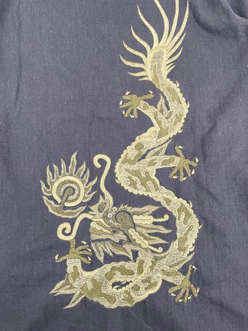 maharishi マハリシ 龍刺繍シャツ ドラゴン ヘンプ素材　和柄　長袖シャツ　ロングスリーブ
