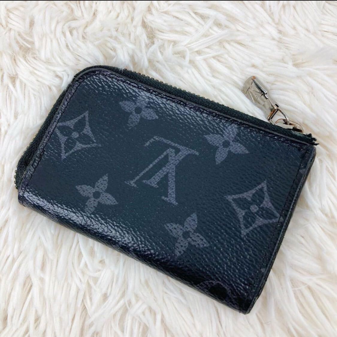 美品 ルイヴィトン LOUIS VUITTON ポルトモネ ジュール モノグラム エクリプス M63536 ミニ財布 小銭入れ コインケース レザー ブラック 黒_画像1