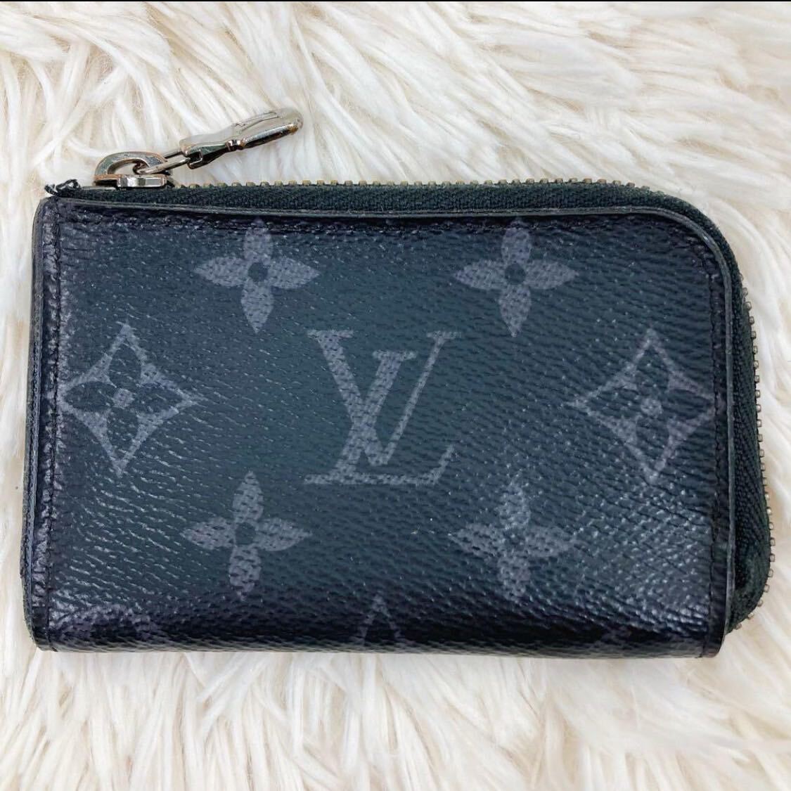 美品 ルイヴィトン LOUIS VUITTON ポルトモネ ジュール モノグラム エクリプス M63536 ミニ財布 小銭入れ コインケース レザー ブラック 黒_画像2