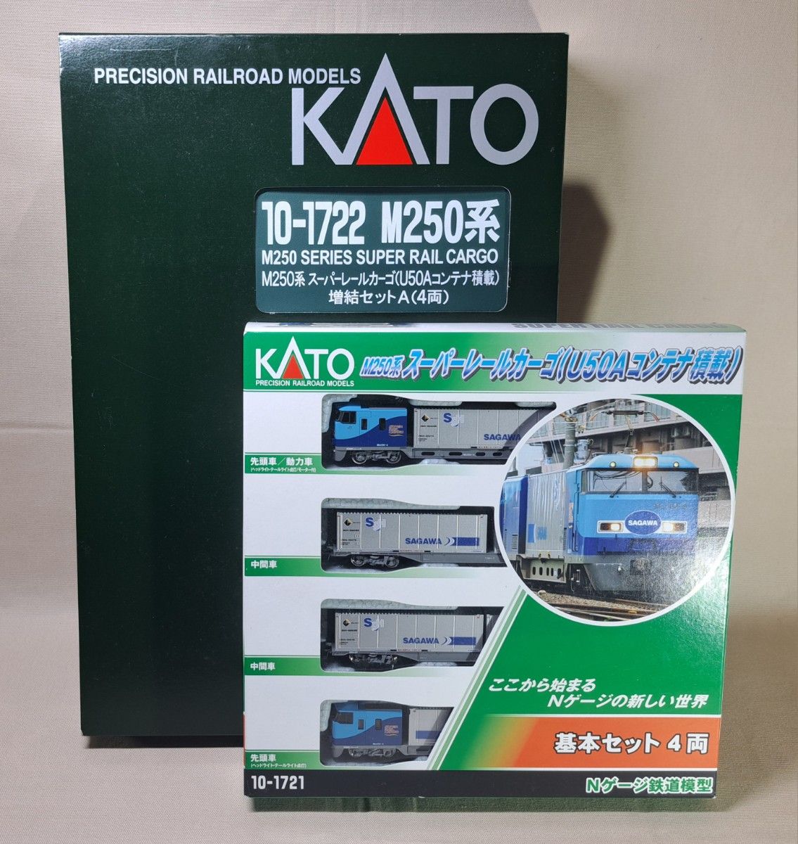 KATO【10-1721/1722】M250系　スーパーレールカーゴ(U50Aコンテナ積載)　基本+増結Aセット　カトー　佐川急便