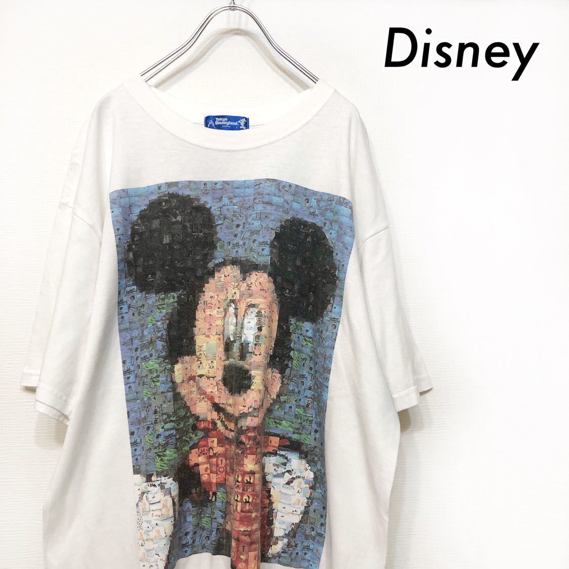 【送料無料】Disney ディズニー★アート風 ミッキープリント 半袖Tシャツ ホワイト 白