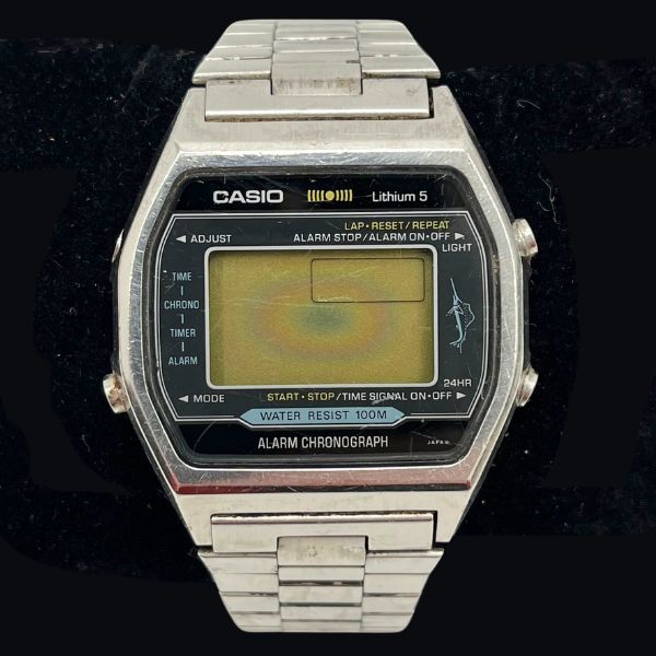 【イチオク】 カシオ CASIO カジキ リチウム5 アラームクロノグラフ SS クォーツ H101 スクリューバック デジタル 文字盤 腕時計 訳あり_画像1