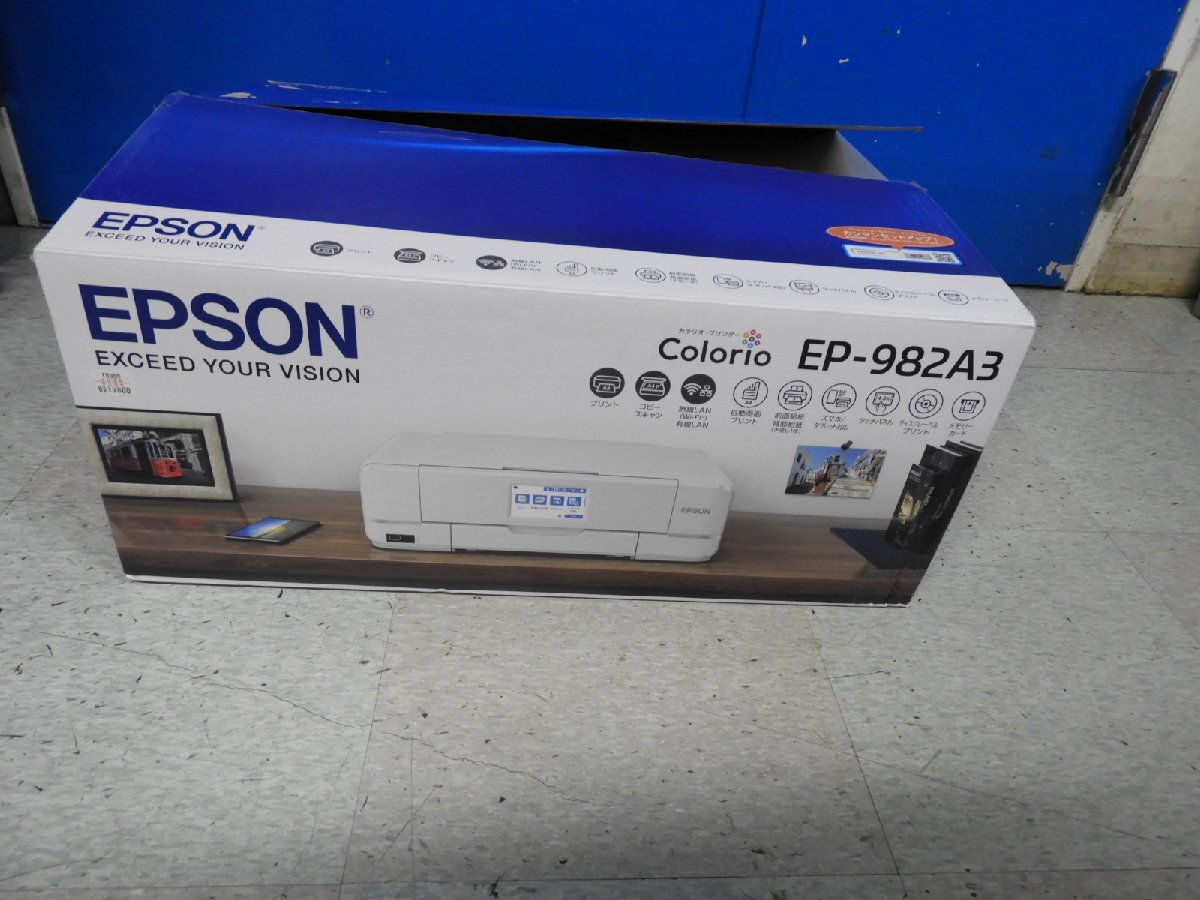 美品 EPSON プリンター A3カラーインクジェット複合機(スキャン/コピー/有線・無線LAN対応) EP982A3 カラリオ メンテナンスポックス付の画像1