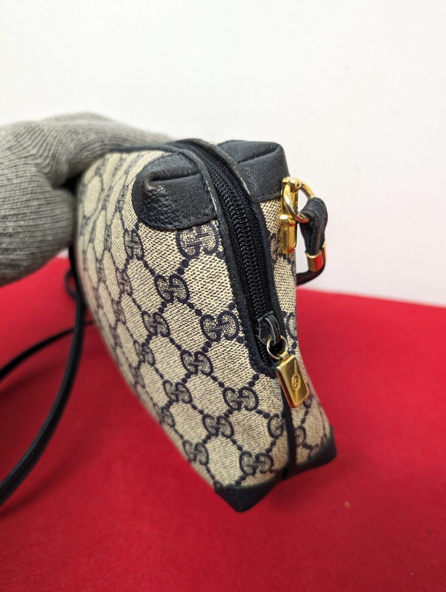 美品 極希少 Gucci GG柄ショルダーバッグ オールドグッチ ネイビー 