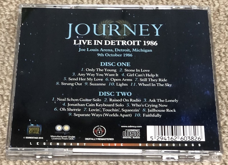 美品 新品同様 JOURNEY ジャーニー 2枚組CD 「 LIVE IN DETROIT 1986 ライブ イン デトロイト 」 帯付き_画像2