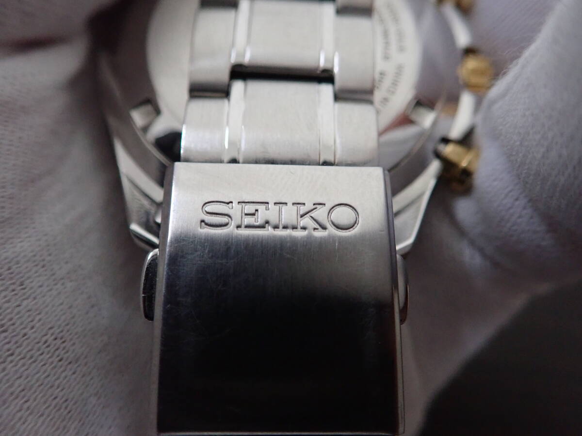 SEIKO 8T63-00D0 クォーツ 腕時計 黒文字盤 ゴールド クロノグラフ スピリット SBTR015 動作未確認 ジャンク扱い 激安１円スタート_画像9