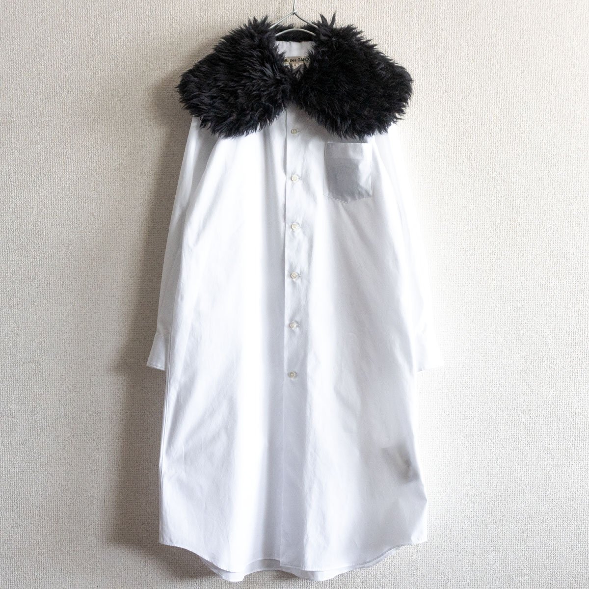 【美品/23AW】COMME des GARCONS 【 ファーカラー シャツワンピース】S 丸襟 ビッグカラー コムデギャルソン 2403281の画像1