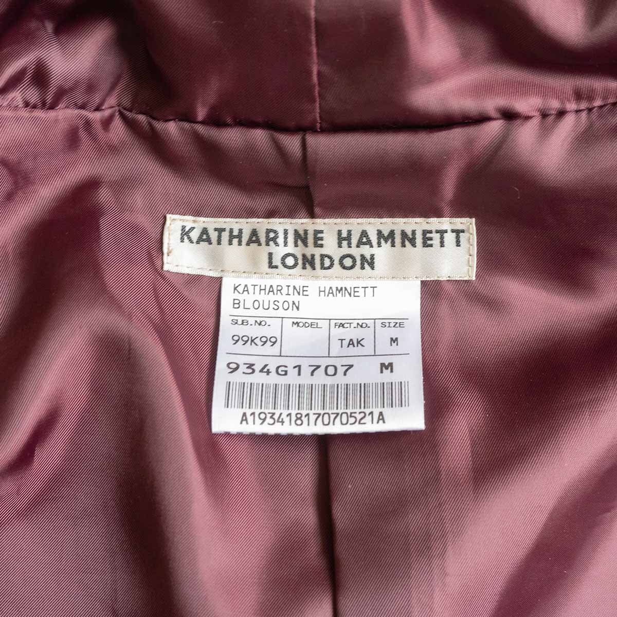 【美品】KATHARINE HAMNETT【ゴートスキン レザー ジャケット】M ボルドー キャサリンハムネット 2403243_画像4