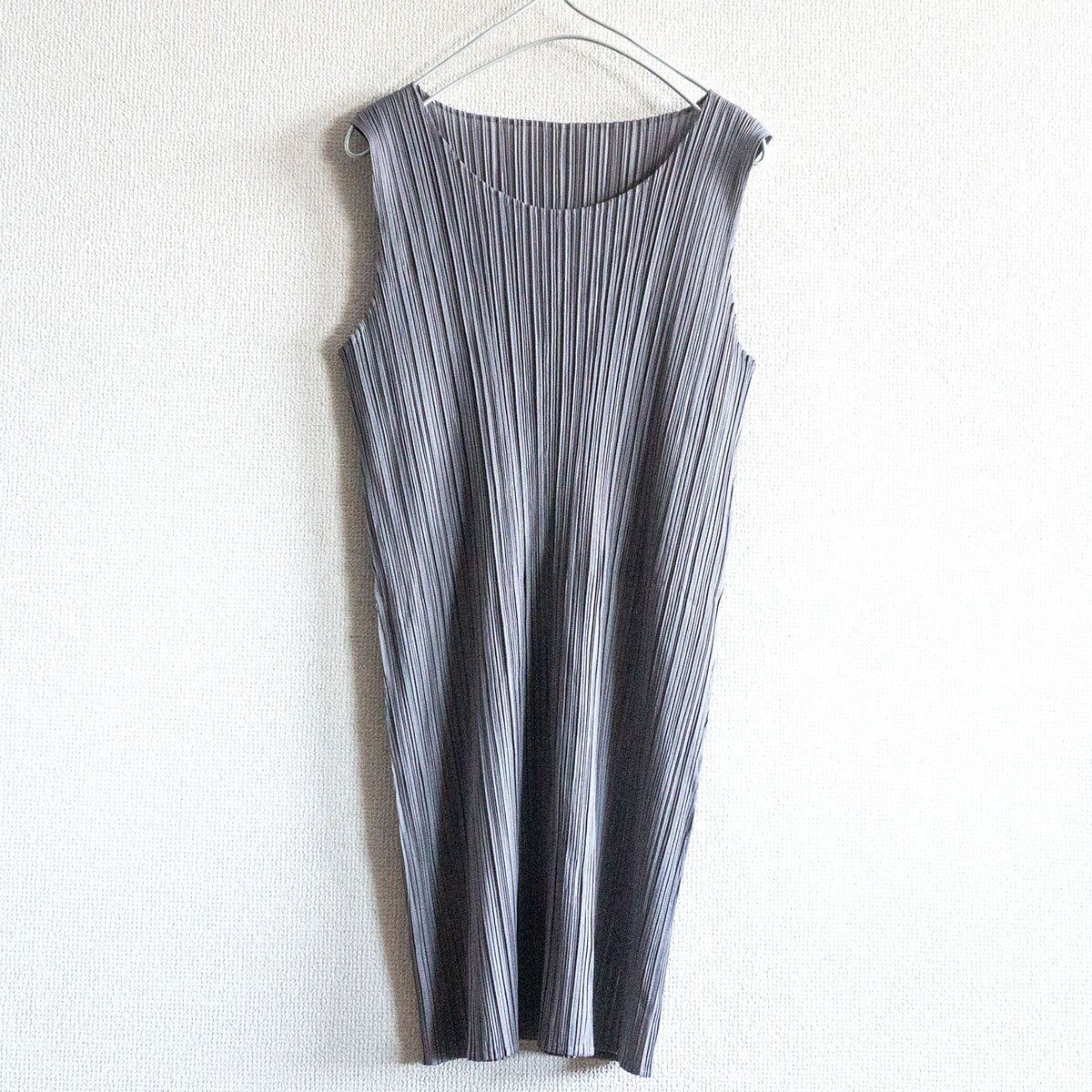 【美品】PLEATS PLEASE【ノースリーブ プリーツ ワンピース】グレー チュニック プリーツプリーズ ISSEY MIYAKE 2403303_画像1