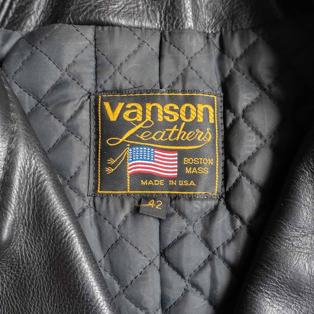 【美品/ビッグサイズ】 VANSON 【C-2 ダブルライダース ジャケット】42 レザー USA製 バンソン 2403494_画像4