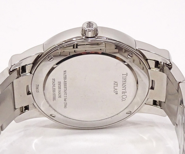 【質コニシ】【Tiffany&Co./ティファニー】アトラスドーム 腕時計 メンズウォッチ 黒文字盤 SS クォーツ 【送料込み】k3542b_画像4