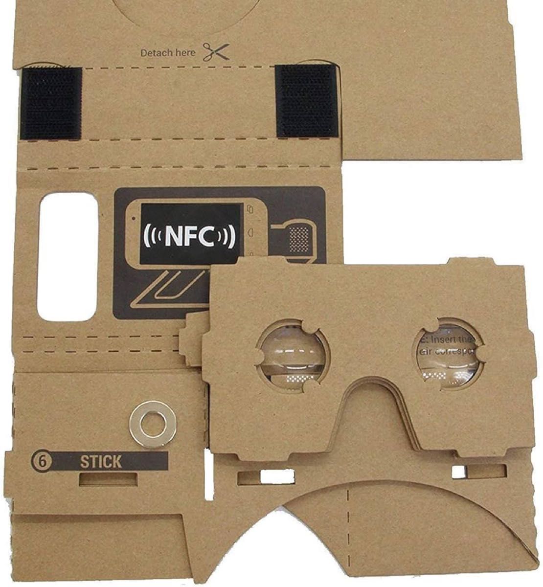 ★人気★Google Cardboard 2パック VRヘッドセット 3Dバーチャルリアリティメガネボックス クリア3D光学レンズ