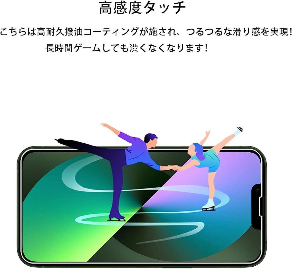 ★即購入OK★2枚セット ガイド枠付き KPNS 日本素材製 強化ガラス iPhone14/13 / iPhone 13 Pro用