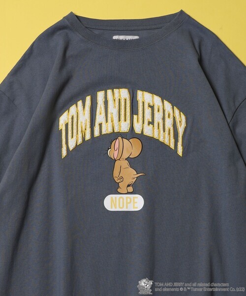 メンズ 「FREAK'S STORE」 半袖Tシャツ「TOM and JERRYコラボ」 SMALL グレイッシュブルーの画像1