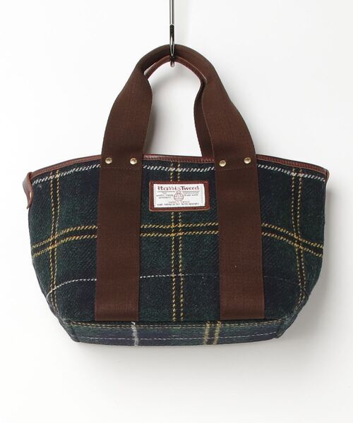 レディース 「HARRIS TWEED」 チェック柄ハンドバッグ「HEMING’Sコラボ」 - グリーン_画像1