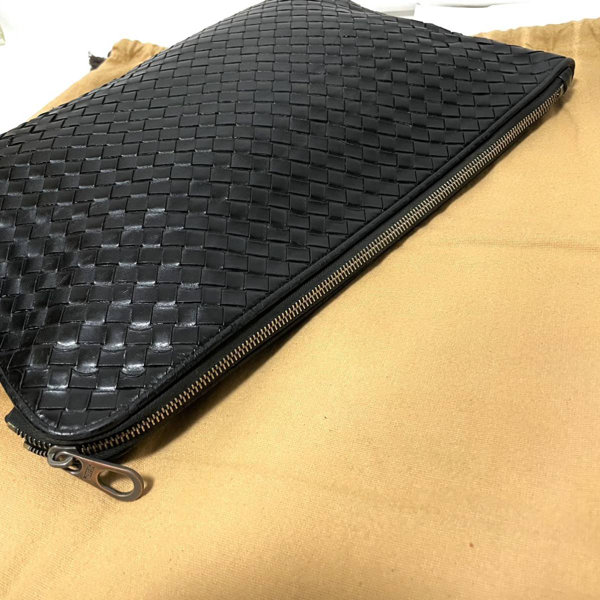 1円【激レア】ボッテガヴェネタ BOTTEGA VENETA クラッチバッグ セカンドバッグ イントレチャート メンズ ビジネス A4可 レザー ブラック_画像6