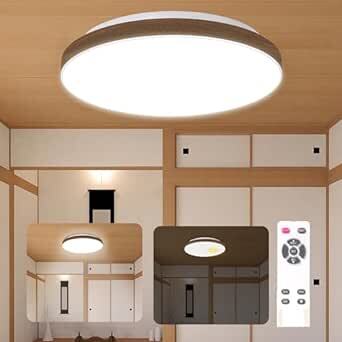aurogeek LEDシーリングライト 木目調 ~6畳 天井照明 調光タイプ 2400lm LEDライト 照明器具 リモコン付き_画像1