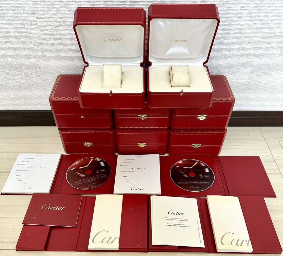 1円〜 Y 純正 山 まとめ 8箱セット Cartier カルティエ BOX ボックス 箱 レッド アンティーク 付属品 冊子 取扱説明書 時計 72225098_画像1