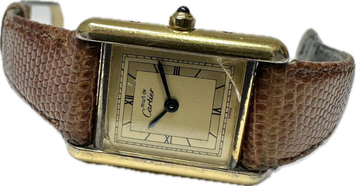 1円〜 Y Cartier カルティエ マストタンク ヴェルメイユ レディース クォーツ アンティーク ヴィンテージ 時計 82172051_画像4