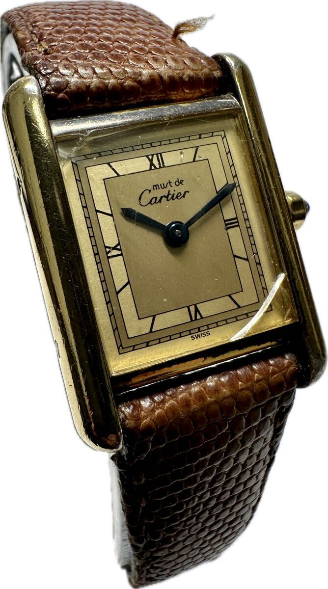 1円〜 Y Cartier カルティエ マストタンク ヴェルメイユ レディース クォーツ アンティーク ヴィンテージ 時計 82172051_画像3