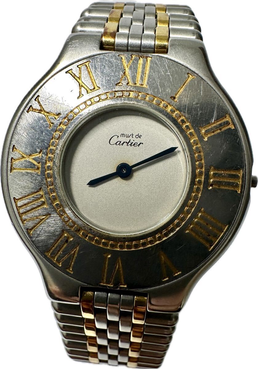 1 jpy ~ Y Cartier Cartier Must 21 Vingt et Un Rome bezel men's lady's quartz accessory box instructions Junk clock 72218288