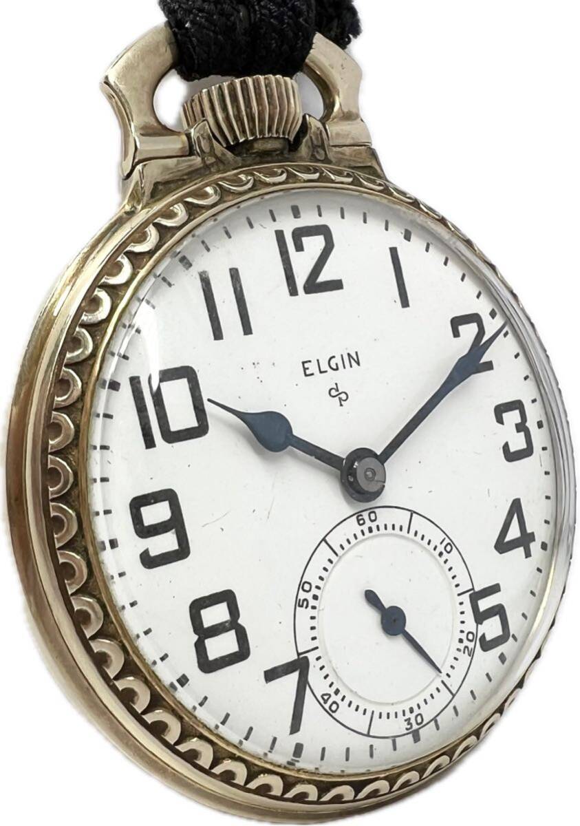 1円〜 H 希少 ELGIN エルジン 懐中時計 重量90.5g ホワイトアラビア メンズ レディース 手巻き スモセコ アンティーク 時計 72211995の画像3