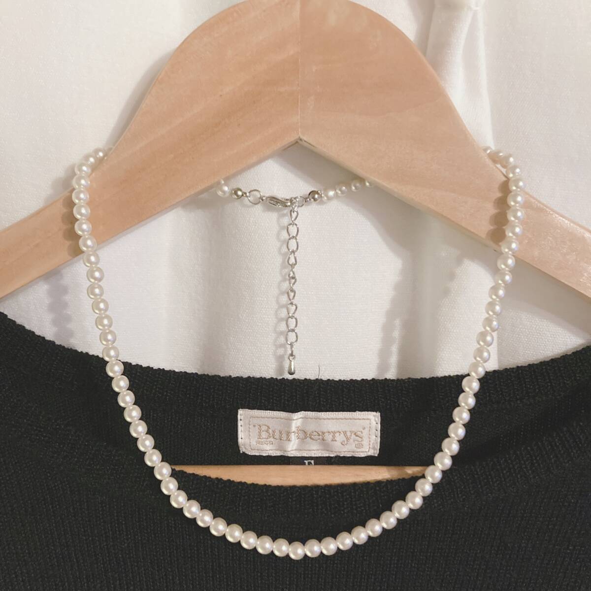 ベビーパールネックレス ショート ４ｍｍ ４３ｃｍ 軽量☆Vintage jewelry accessoriesk0235の画像5
