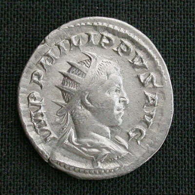 OC古代ローマ フィリップスII 銀貨アントニニアヌス EF-!!! ローマ1,000年記念!!_画像2