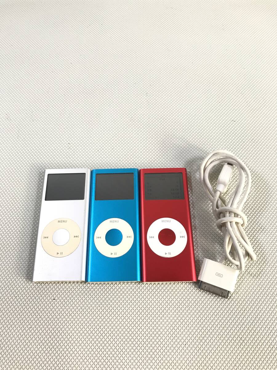 S4372○Apple アップル iPod nano アイポッド ナノ 3台まとめ 第2世代 A1199 4GB 2GB MA725J/MA477J リセット済み 【保証あり】240319_画像1