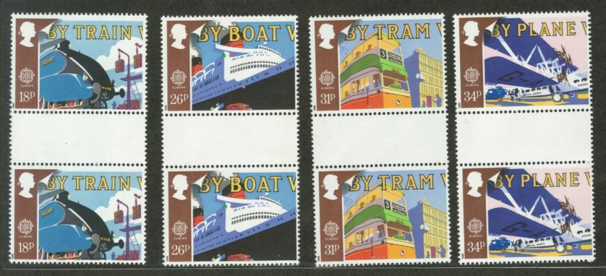世界の鉄道切手 未使用NH イギリス 縦ペア×４種の画像1