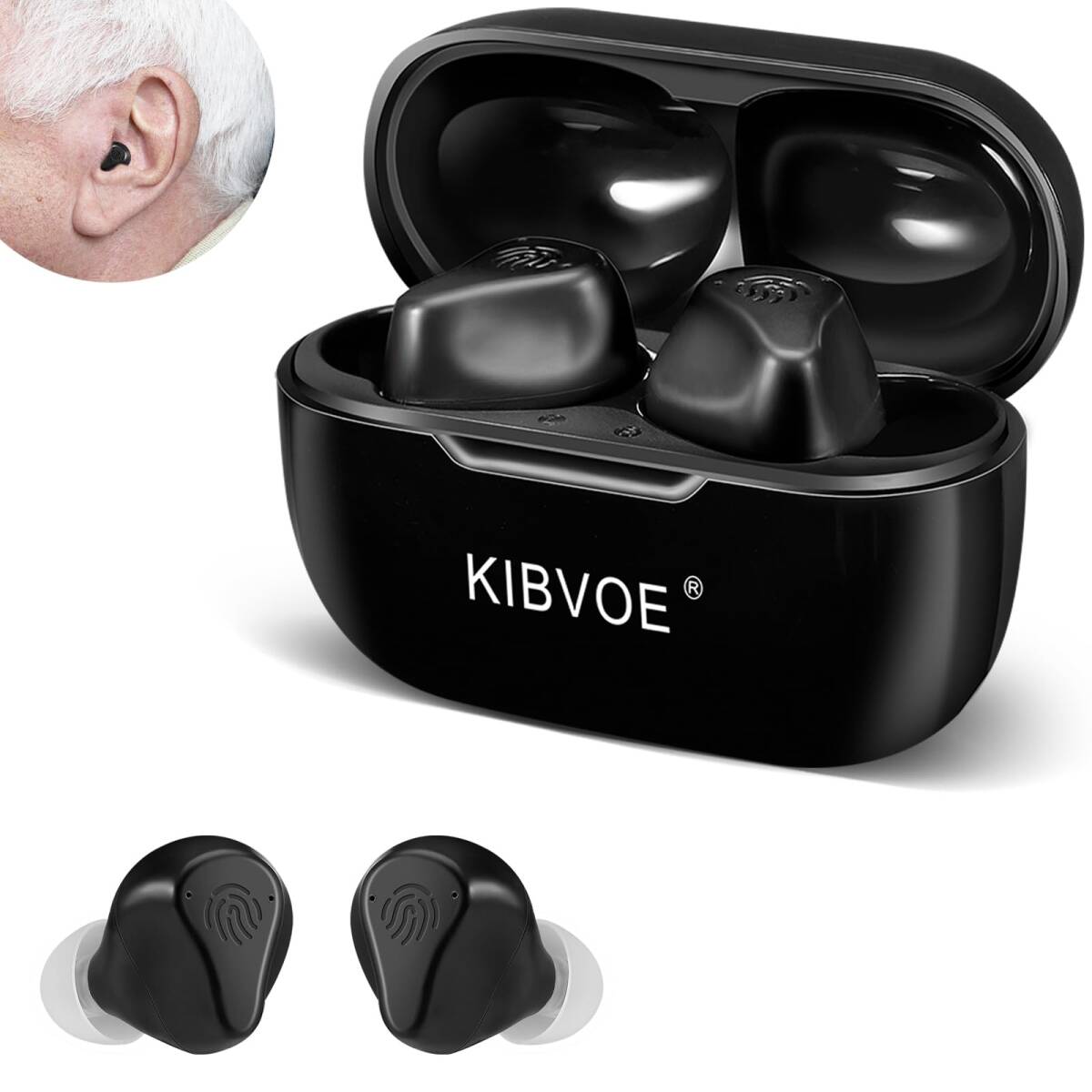 KIBVOE 高齢者集音器 充電式集音器しゅうおんき 超高感度集音器 音声拡聴器イヤホンタイプヘッドセット外観 耳穴式 Type-C充電式 軽量_画像1