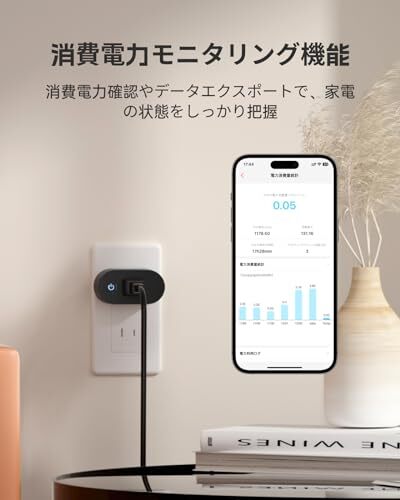 AWERAYスマートプラグ スマート電源コンセント Wifi電源コンセント スマートホーム PCパソコン ワンタッチ遠隔スイッチ机 メータ_画像6