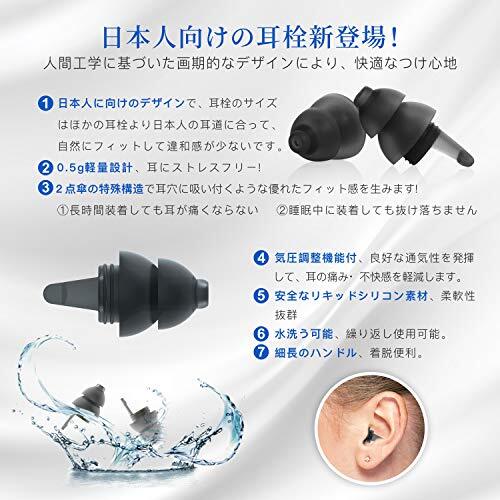 日本人向けの耳栓 Quietide 耳栓 安眠 防音 小さいサイズ フィルター搭載 遮音値32dB 睡眠 飛行機 仕事 勉強 水洗い可能 繰り返し使用可能_画像4