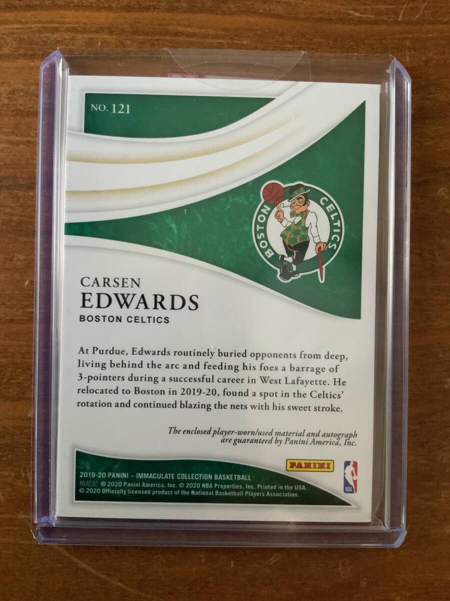 2019-20 Panini Immaculate Carsen Edwards Rookie Patch Auto /99 Celtics RPA_画像2