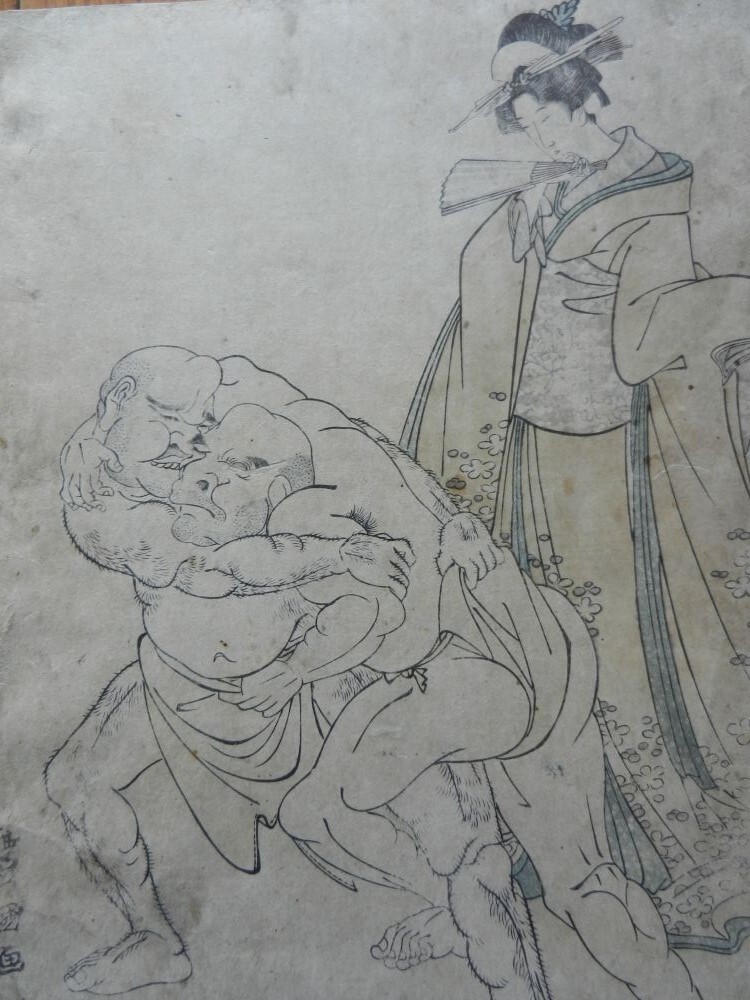 版画　木版画　相撲&美人　初代豊国 江戸_画像2