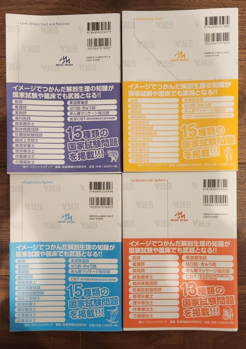 救急参考書　イメカラ4冊(呼吸器、循環器、肝・胆・膵、消化器)