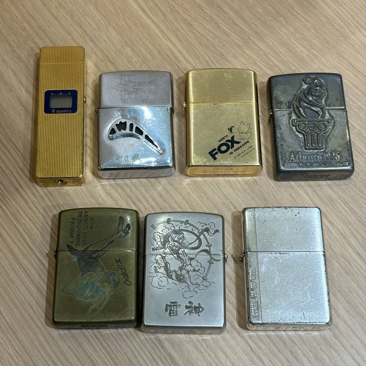 【APS 7605a】1円～ ライター まとめ Zippo 等 アトランタ 五輪 FOX 雷神 ガスライター 喫煙器具 ジャンク 現状品_画像1